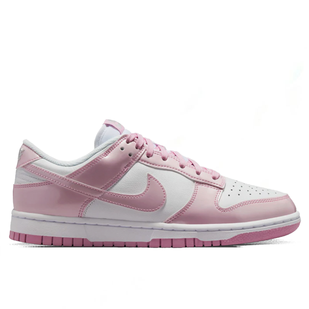 Women's Dunk Low SE 'Patent Leather' - White/Pink Rise/Metallic Silver