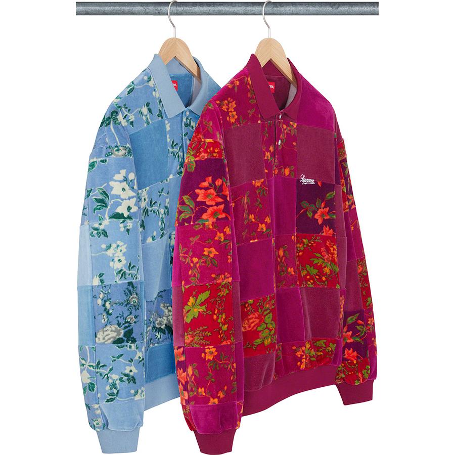Floral Patchwork Velour L/s Polo