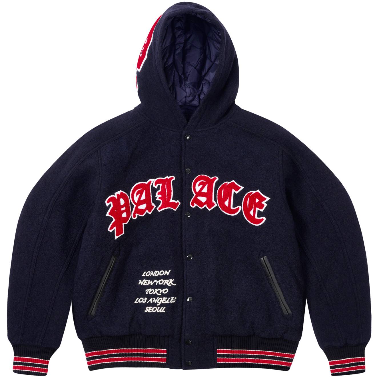 Hooded Varsity Jacket Navy