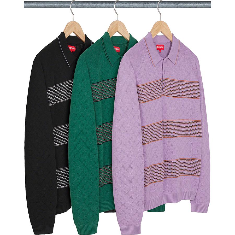 Knit Stripe L/s Polo