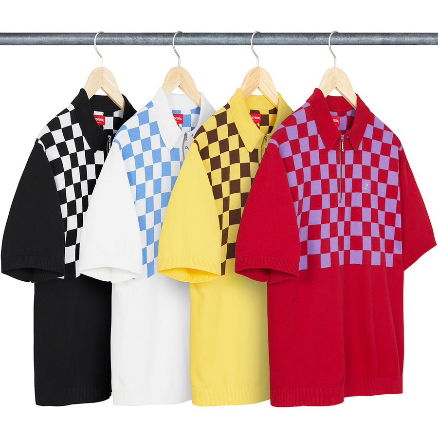 Checkerboard Zip Polo