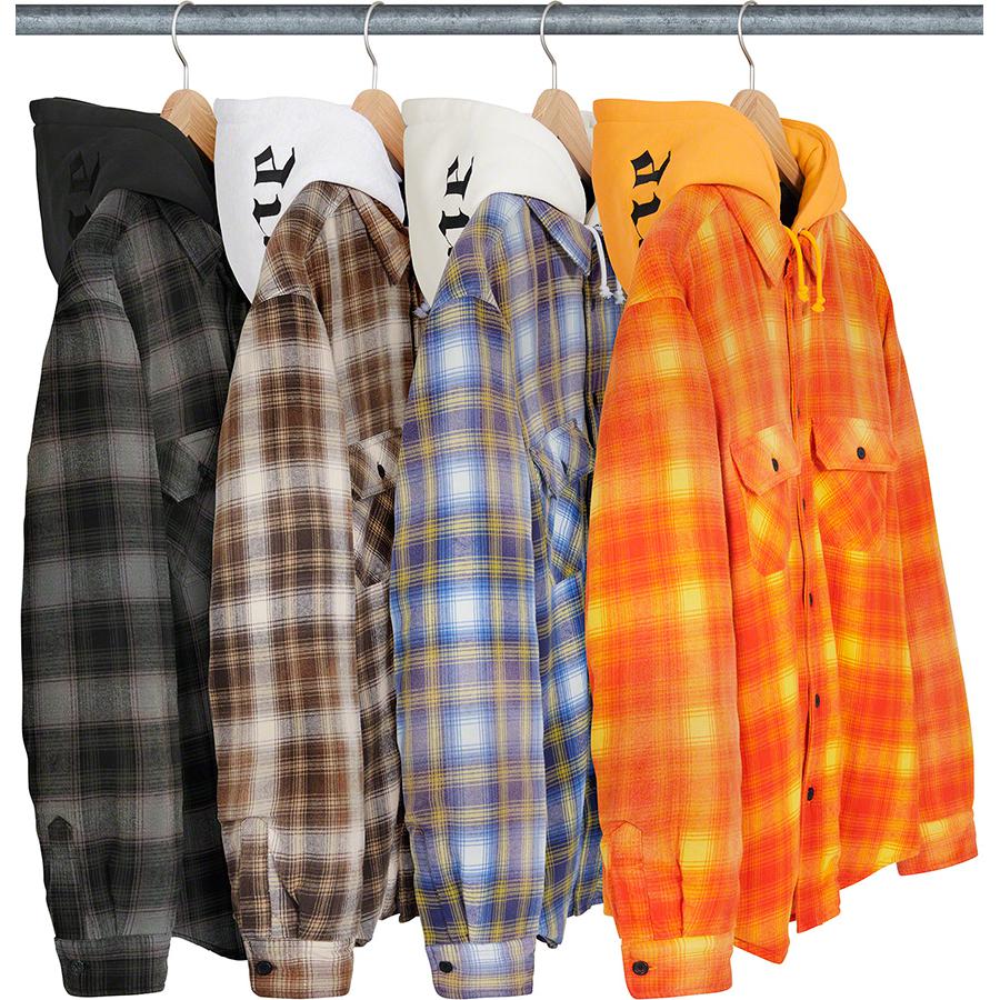 Hooded Flannel Zip Up Shirt