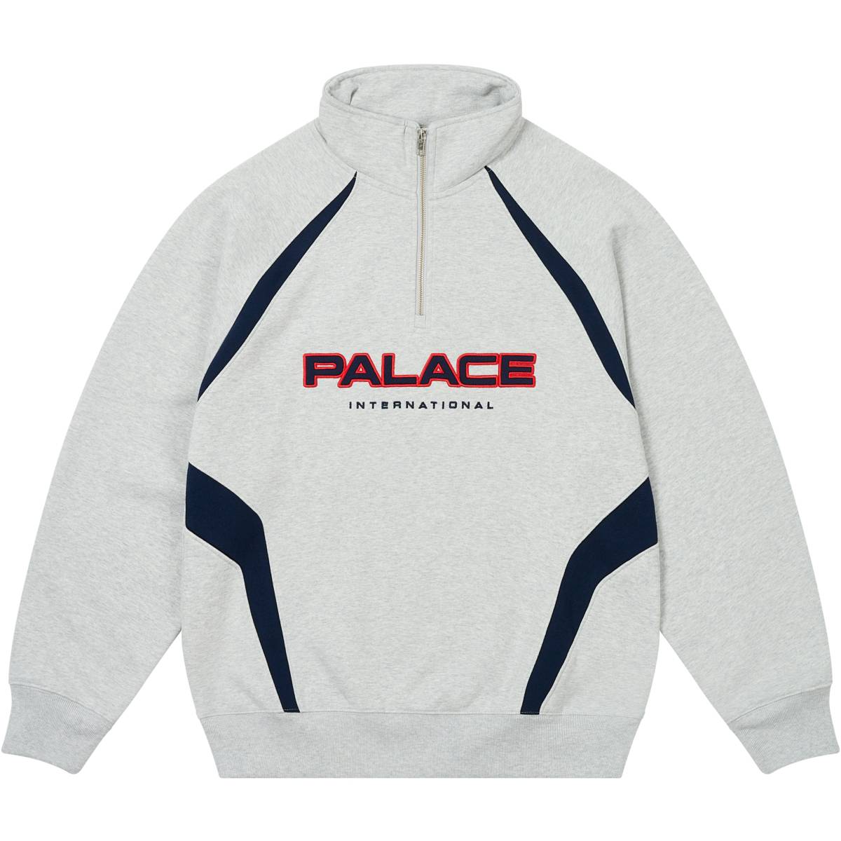 Palace International 1/4 Zip Grey Marl