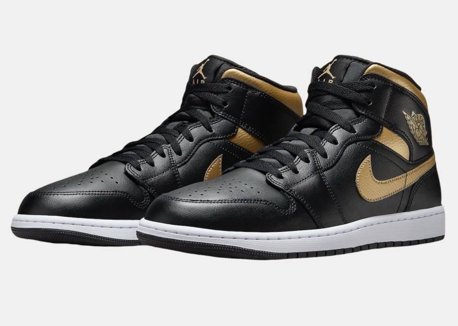 Air Jordan 1 Mid Black Metallic Gold