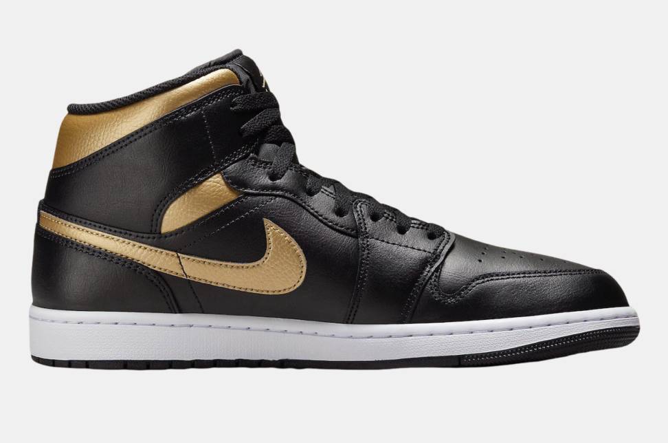 Air Jordan 1 Mid Black Metallic Gold