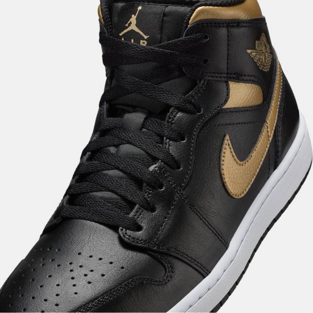 Air Jordan 1 Mid Black Metallic Gold