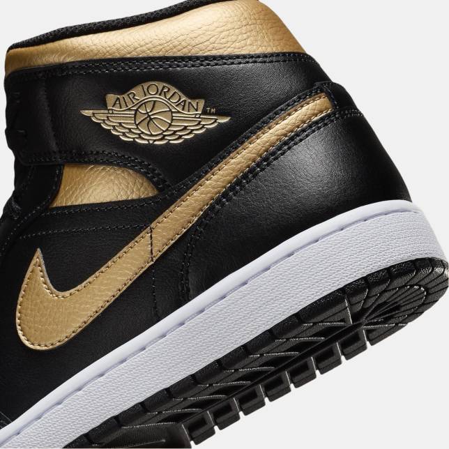 Air Jordan 1 Mid Black Metallic Gold