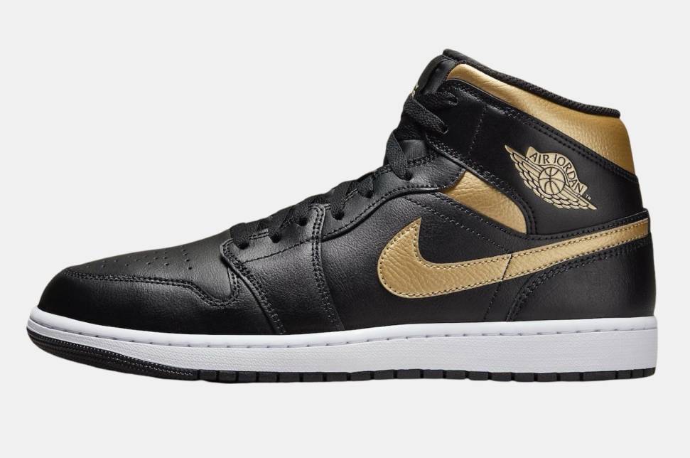 Air Jordan 1 Mid Black Metallic Gold