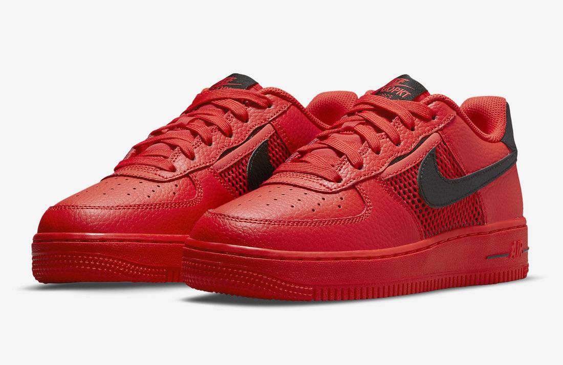 Nike Air Force 1 Low GS Mesh Pocket Red Black