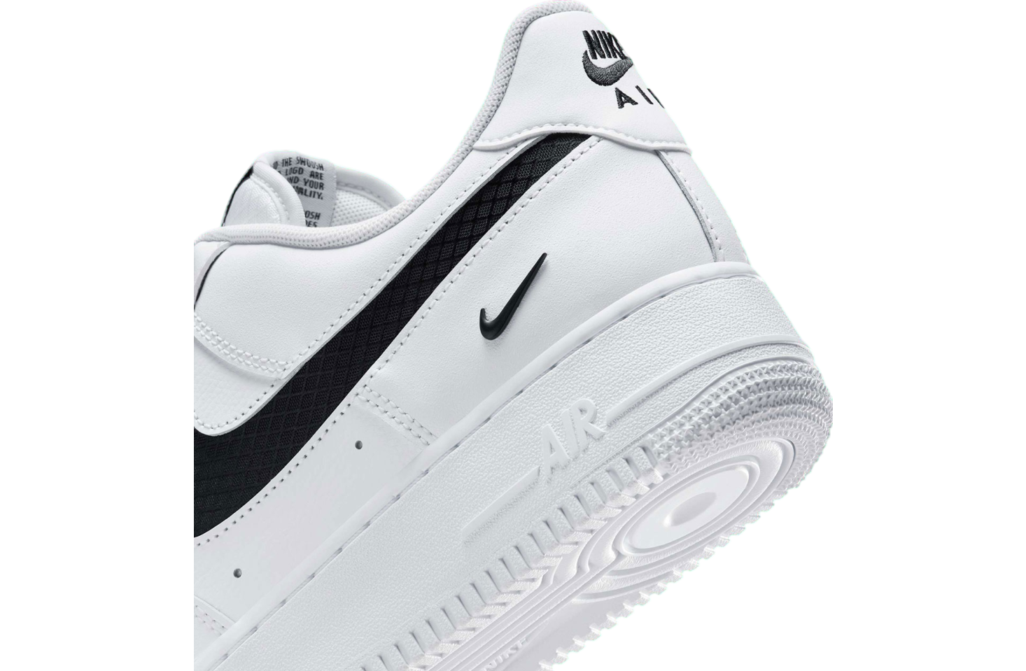 Nike Air Force 1 Low White / Black Nylon Swoosh