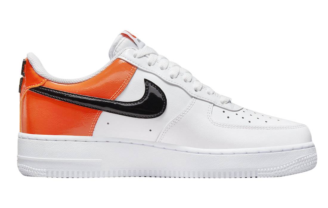 Nike Air Force 1 Low White Black Orange Patent`