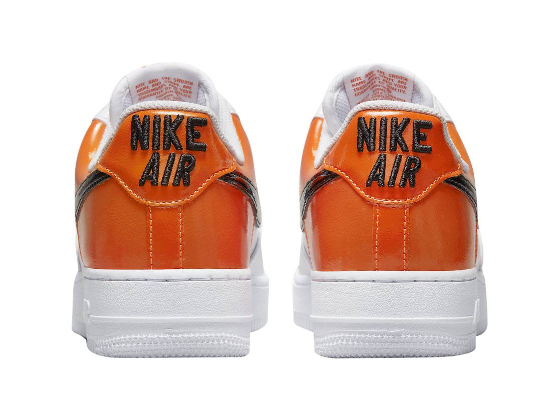 Nike Air Force 1 Low White Black Orange Patent`