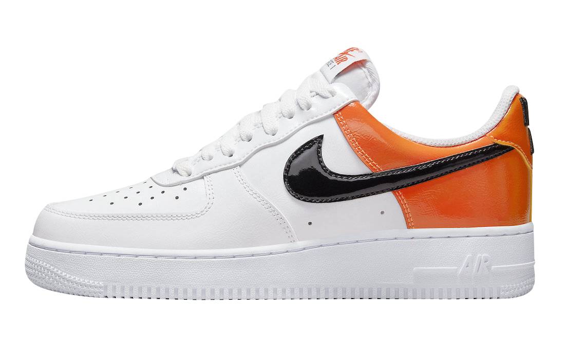 Nike Air Force 1 Low White Black Orange Patent`