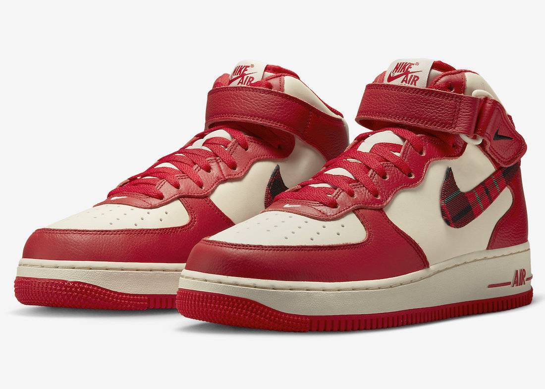 Nike Air Force 1 Mid Plaid Cream Red