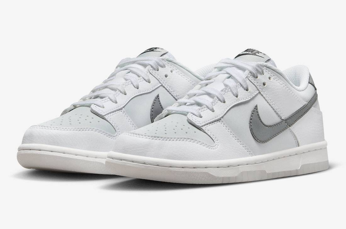 Nike Dunk Low GS Grey White Reflective Swoosh