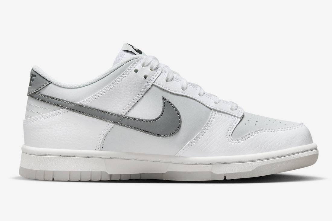 Nike Dunk Low GS Grey White Reflective Swoosh