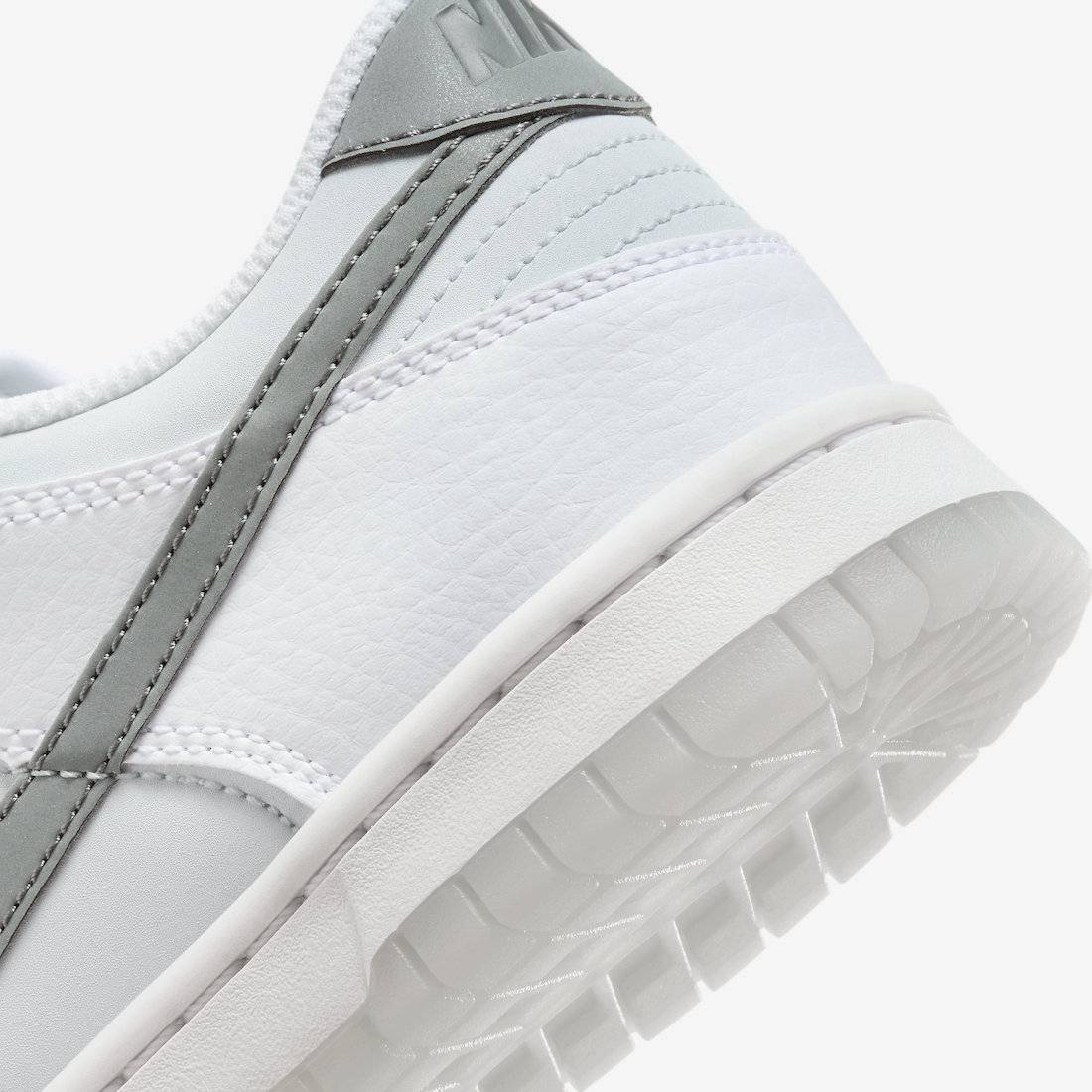 Nike Dunk Low GS Grey White Reflective Swoosh