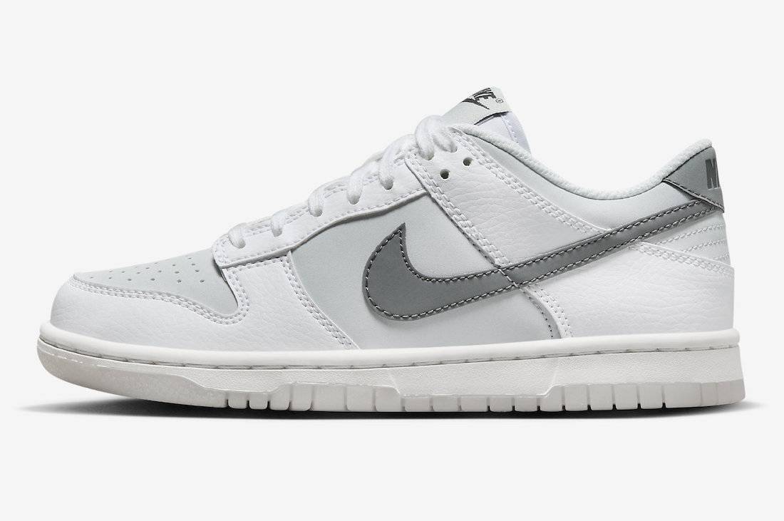 Nike Dunk Low GS Grey White Reflective Swoosh