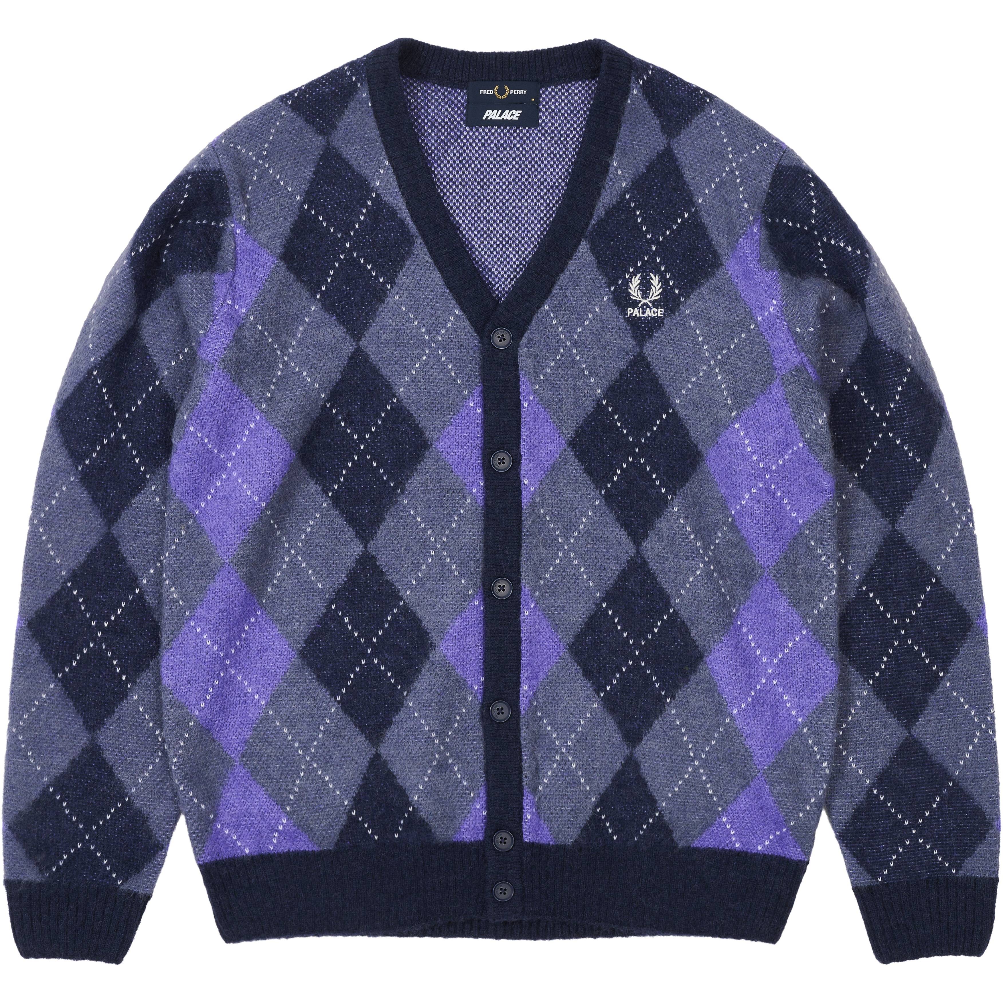 Palace Fred Perry Argyle Cardigan Peacoat