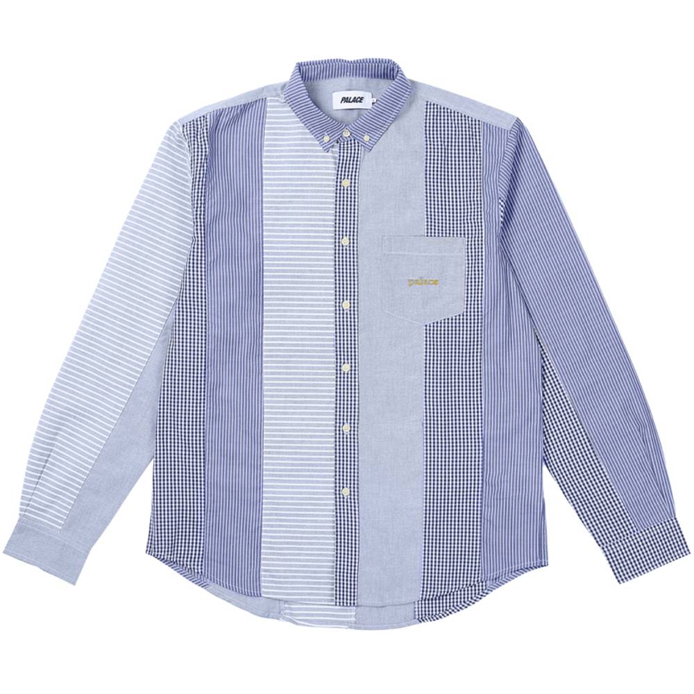 Patchwork Stripe Shirt Blue