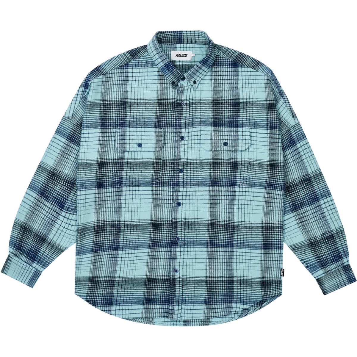 Brushed Flannel Drop Shoulder Shirt Blue