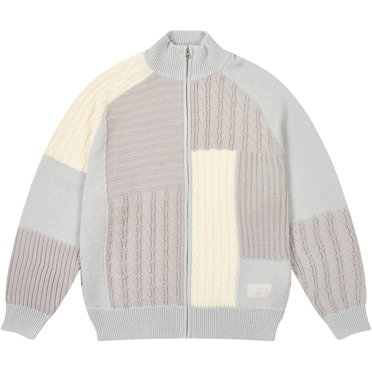 Patchwork Zip Knit White