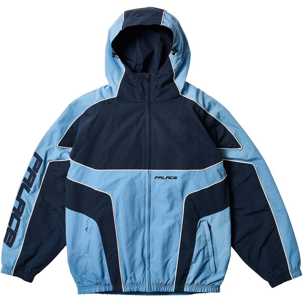Piped Hooded Shell Jacket Blue