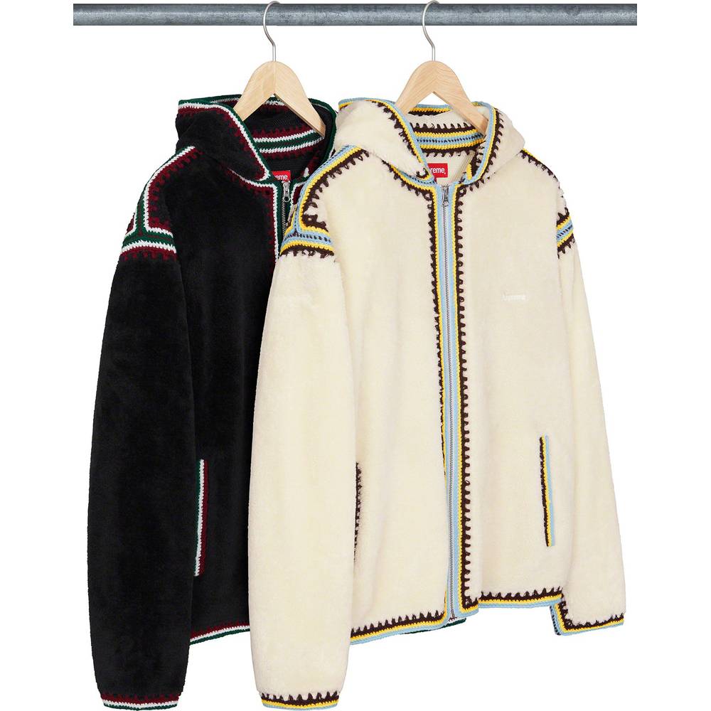 Crochet Edge Hooded Zip Up Top