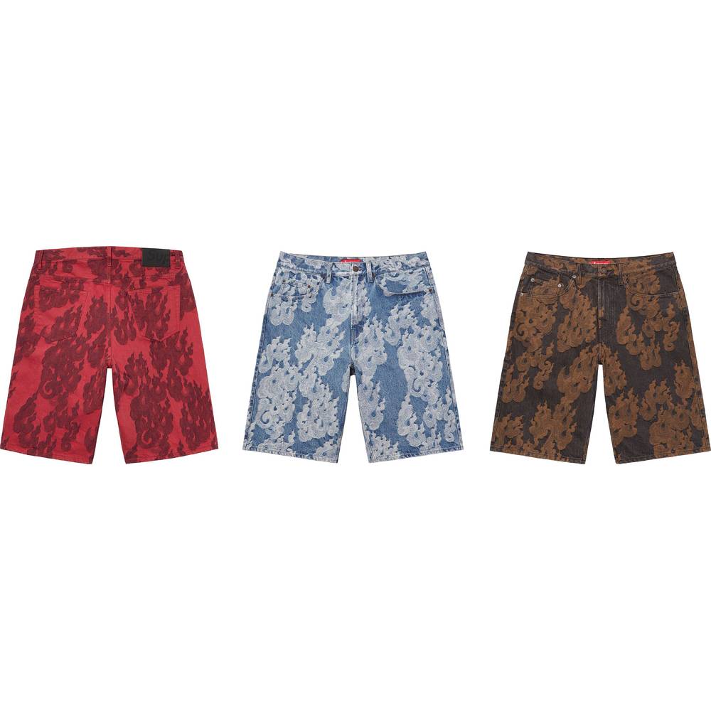 Flames Jacquard Baggy Denim Short