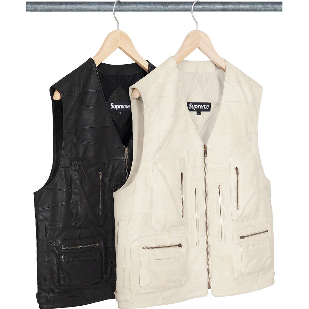 Patchwork Leather Cargo Vest