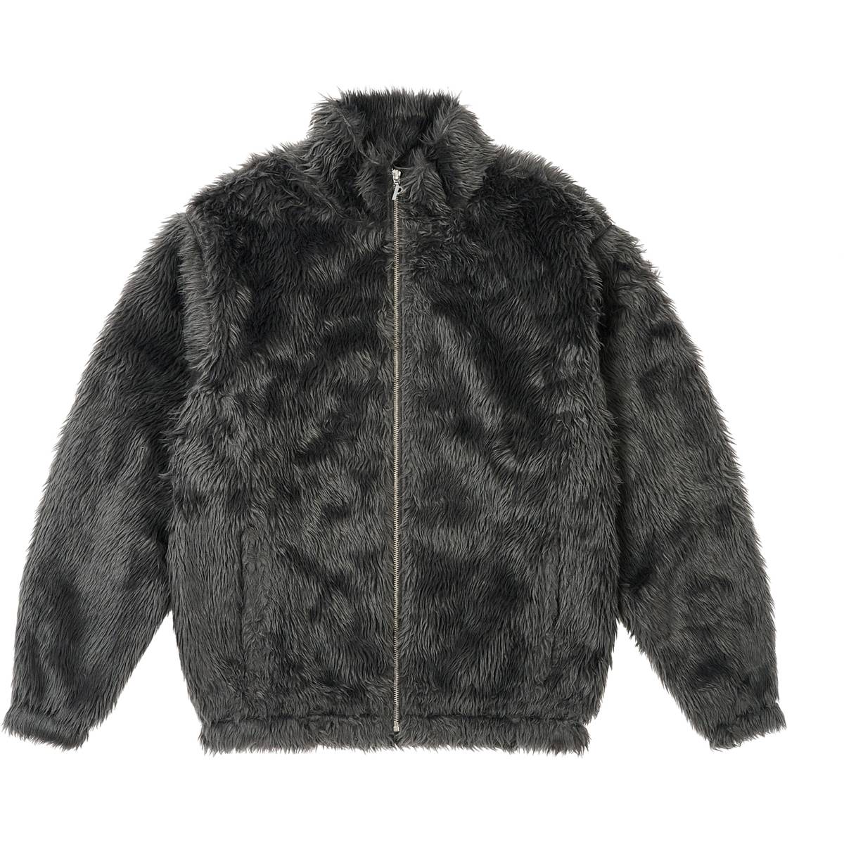Furry Zip Funnel Coal Grey